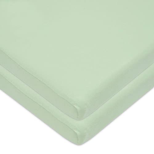 Image of American Baby Company 2 Pack 100% Cotton Knit Fitted 18 inch x 36 inch Cradle /Bassinet Sheet - Compatible with Mika Micky Bassinet, Celery, Soft Breathable, for Boys and Girls