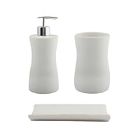MSV Badkamer accessoires set 3-delig Lona - Kunststof - Beige | Leen Bakker