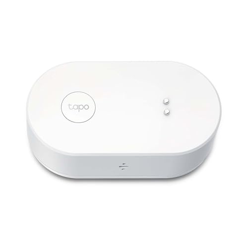 TP-Link Tapo T300 Smarter Wasserleck-Sensor, Tapo Hub erforderlich, eingebaute 90Db einstellbare Sirene, Sensor & APP & Hub-Alarm, IP67 wasserdicht, 1+Jahr Batterielebensdauer, Flexible Platzierung