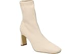 CORINA | Botines de Tacón Mujer – Botines Estilo Calcetín en Color Beige – Sin Cierre – Slip on – Tacón Medio y Cómodo – Fácil de Poner y Quitar – Tacón Estrecho – Modelo M2832-40