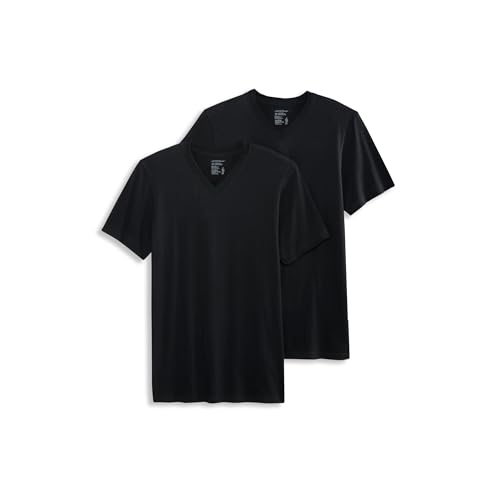 Jockey Mens Undershirt Made in America 100% Cotton V-Neck Undershirt - 2 Pack Black S