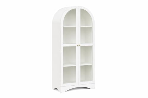 Image of Archies 2 Door Display Cabinet | Crockery Cabinet | Wooden Multipurpose Cabinet | Finish- Premium Pearl White