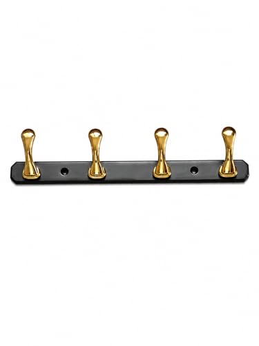 Image of ELUVIA Zinc Alloy 4 Pin Wall Hooks for Hanging Cloth and Towel Hangers for Wall Hook,Hook Rail Home Bathroom Kitchen & Bedroom (Pack of 1, Gold Black, 4 Hook)