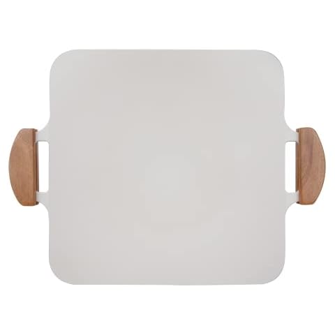Dr.HOWS SOLID Square Griddle Pan Ceramic, Nonstick grill pan with Wooden handle, Portable 12 Inch Indoor/Outdoor Stovetop, Induction, Electric, Hot plate, Gas Burner, pouch (White) Cover