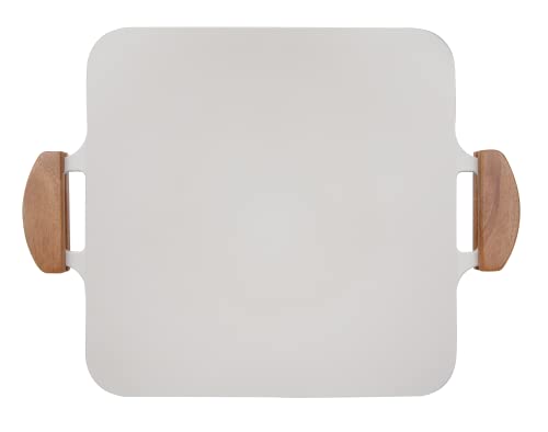 Dr.HOWS SOLID Square Griddle Pan Ceramic, Nonstick grill pan with Wooden handle, Portable 12 Inch Indoor/Outdoor Stovetop, Induction, Electric, Hot plate, Gas Burner, pouch (White)