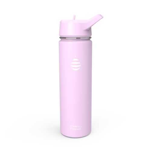 Clearly Filtered Water Bottle | Removes 220+ Contaminants, Double-Wall Insulated Stainless Steel, BPA/BPS Free, Phthalate Free, Filters Flouride Lead Chlorine (20oz, Lilac)