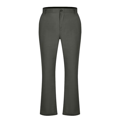 Men's Business Workwear Suit Pants Pockets Solid Color Elastic Waist Cropped Pant Straight Long Trouser Leisure4