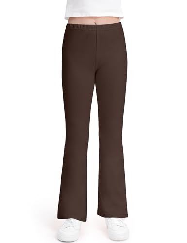 Auranso Schlaghose Leggings Mädchen Baumwolle Flared Leggings Kinder Weiß Sportleggings für Teenager Größe 130-160 cm braun 130