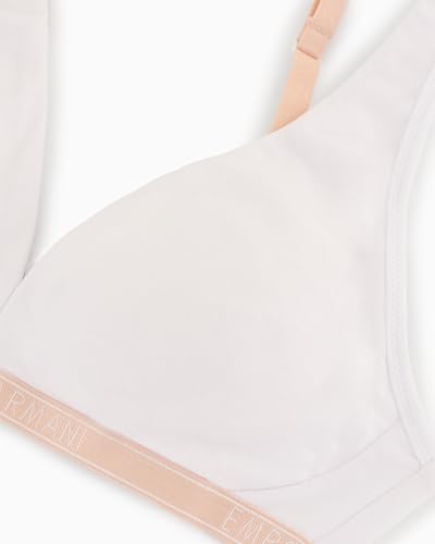 Emporio Armani Women's Essential Studs Logo Bralette Bra Padded, Bianco, L