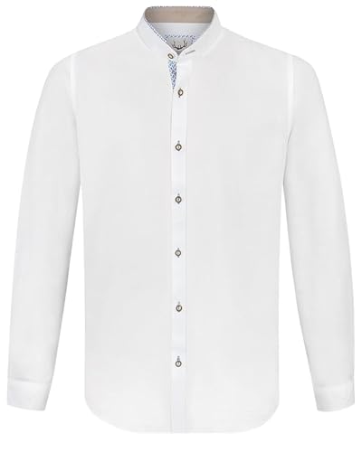 Stockerpoint Herren Raffa Trachtenhemd, Weiss blau, L