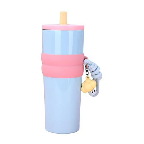 Taza isotérmica al vacío – Vaso aislante de acero inoxidable 304 800 ml para viaje | Taza aislante portátil antifugas con tapa y pajita para bodas, deportes, fiestas y salidas