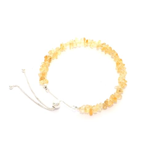 Natural Rough Citrine Bolo Bracelet for Women in Sterling Silver, November Birthstone Jewelry Gifts for Her Birthday, Anniversary, Graduation, Christmas (Beads, Box-Chain)