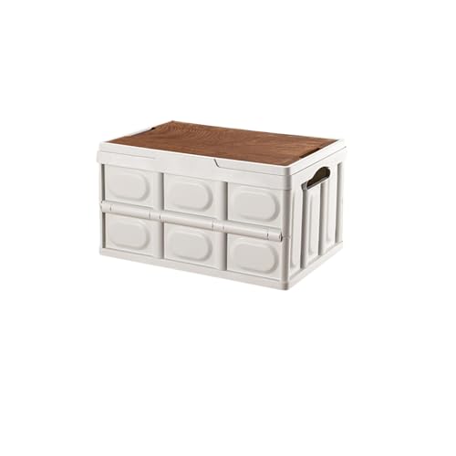 Contenedor de almacenamiento plegable, gran capacidad con asas y tapa de madera, cajas de utilidad para organizar el almacenamiento al aire libre en el hogar
