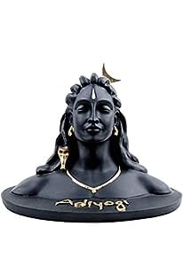 Gayatri Adiyogi Shiva Statue for Car Dash Board Idol, Lord Adiyogi Shankara for Home Decorative Showpiece - 15 cm (Marble, Black)