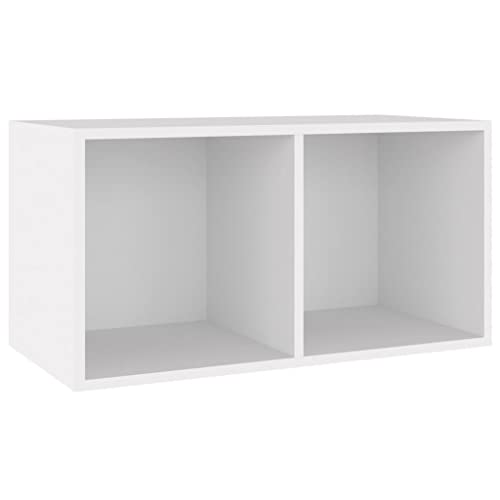 vidaXL Caja para Discos de Vinilo Contrachapada Blanca 71x34x36cm Mobiliario CDs...