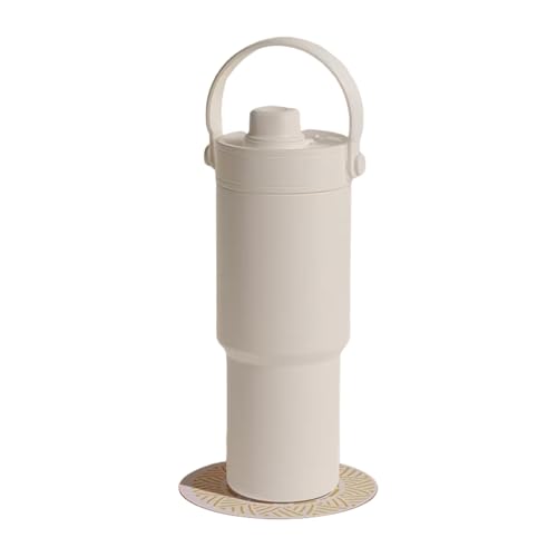 セラミック タンブラー ストロー付きー ー コーティング ー 保温保冷 水筒 持ち運び おしゃれ マグボトル こぼれない 735ml 大容量 蓋 真空断熱 コーヒー 牛乳 豆乳 ー水筒 ーー 3WAY 車載せでき コーティング (クリームホワイト(セラミッ