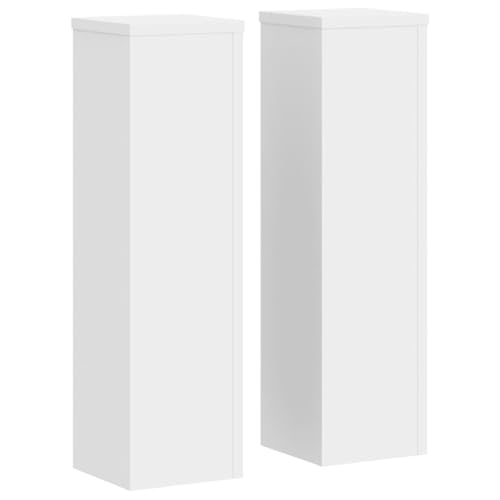 vidaXL Pflanzenständer 2 Stk. Blumenständer Hohle Konstruktion Dekosäule Podest für Pflanzen Dekoartikel Blumenhocker Blumensäule Weiß Holzwerkstoff