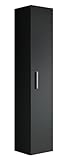 Badplaats Badezimmerschrank Pluto 30 x 30 x 150 cm Schwarz Matt - Hoch Badschrank mit 1 Tür