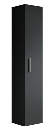 Badplaats Badezimmerschrank Pluto 30 x 30 x 150 cm Schwarz Matt - Hoch Badschrank mit 1 Tür