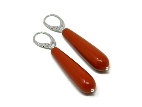 Boucles d'oreilles corail rouge de Sardaigne hypoallergéniques argent 925