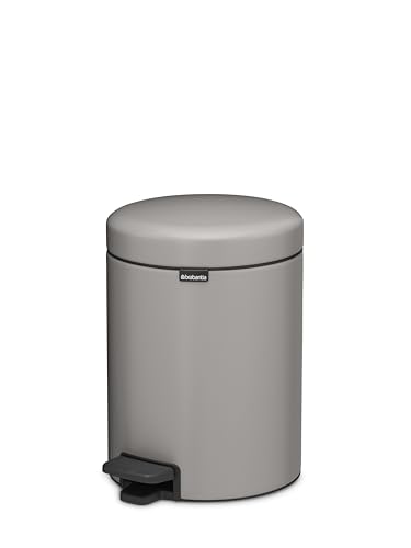 Image of Brabantia NewIcon Pedal Bin 1.3 Gallon /5L (Soft Gray), Soft-Closing Kitchen Garbage Can, Step-On Trash Can with Removable Inner Bucket, PerfectFit Trash Bag Pack Included