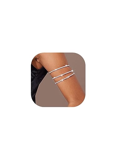 Jovono Rhinestone Arm Cuff Layered Crystal Upper Armband Open Cuff Dainty Arm Jewelry For Women(1Pcs)