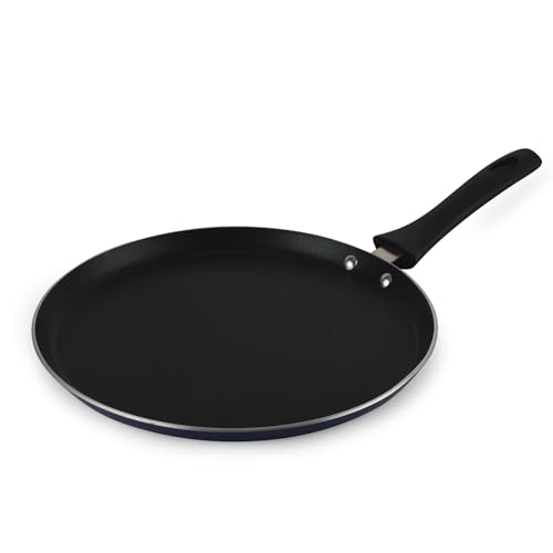 Image of CELLO Platina Aluminium Non-Stick Induction Base Dosa Tawa 28CM with Bakelite Handle, Blue | Heavy Base, PFOA Free & Dishwasher Safe, Gas Stove & Induction Compatible | Perfect for Roti Dosa Chila