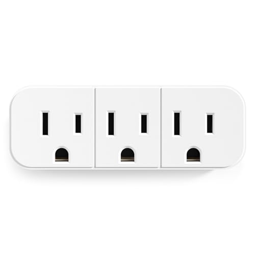 AIDA 3 Outlet Adapter, 3-Prong Grounded Wall Tap, Space Saving Outlet Extender with Phone Shelf, 15A 125V for Home, Office, Travel, White, 1 Pack