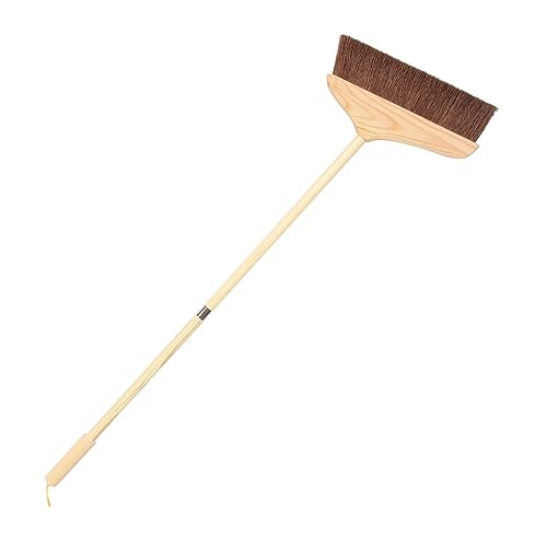 Cabilock Scopa Manico in Legno Massello, Setola Morbida in Fibra di Palma, Strumento la Pulizia della Casa, Adatta per Bagno, Cucina, Cortile e Garage, Spazzola per Rifiuti