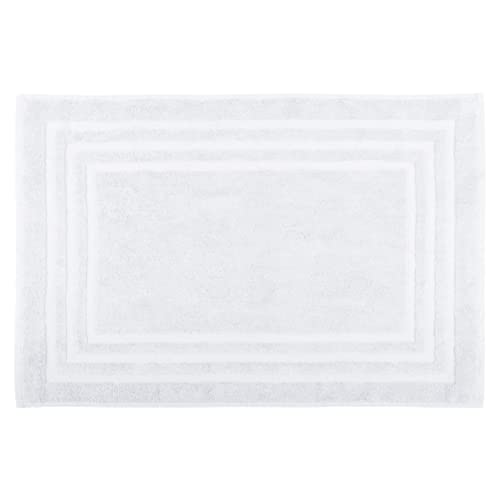 Lovely Casa - Tapis de Bain - Taille 45x70 cm - 100% Coton Bio - Couleur Blanc - Modèle Lagune - Linge pour la Maison - Doux et Confortable - Idéal pour la Salle de Bain