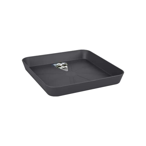 Elho Loft Urban Saucer Square 28 - Plato por Exterior Y Accesorios - Ø 27.5 x H 3.8 - Anthracite