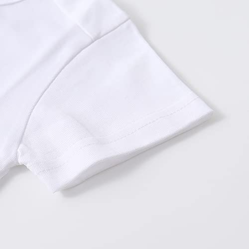 Image of Noomelfish Girls Short Sleeve Heart Pocket T-Shirts Casual Cotton Tee Tops Blouse (5-12 Years)
