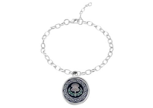 Celtic Thistle code10 DOME on a silver Anklet/Bracelet jewellery Gift