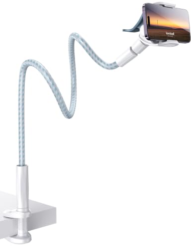 Image of Lamicall Gooseneck Phone Holder for Bed, Overall Length 38.6in | Flexible 360 Adjustable Clamp Clip, Overhead Cell Phone Mount Stand for Desk, Compatible with All Cellphone (4-7 inch)