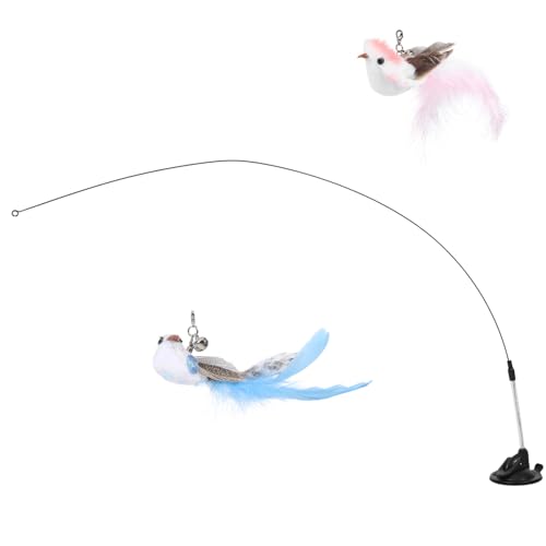 HANABASS 1 セット 吸盤の猫の棒 ワイヤー猫のおもちゃ 子猫インタラクティブおもちゃ 猫草の 棒 cat toilet cat bed からかいの杖 からかいのおもちゃ 鋼線