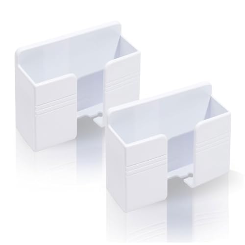 TiciKim 2 soportes de pared para teléfono móvil con adhesivo 3M, soporte para cargador y mando a distancia, Ideal para uso en cama y salón (blanco)