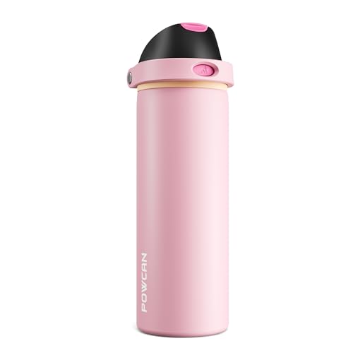 POWCAN 24 oz Insulated Water Bottle for Women: 2-in-1 Push-Button Spout & Quick-Flip Straw, Leakproof, Cold 24Hrs, Fits Car Cup Holder, Stainless Steel Cup for Sports, Camping, Gift (Polka Whimsy) - image 1