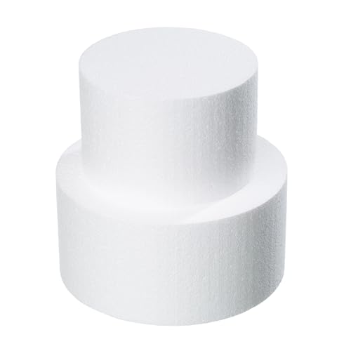 Fessary 2 Tiers 6 8 Fake Cake 4 Inch Tall Fake Birthday Cake Rounds Styrofoam Cake Dummies Set for Birthday Wedding Baby Shower Display