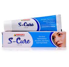 BACKSON'S - S-Cure Homeopathy Cream for Acne, Pigmentation Disorders, Sun-Burn, Scarring and Boils - 30gr. with FREE 3D Key-Chain.