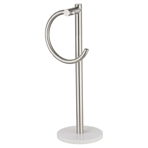 Soporte para toallas de mano cepillado independiente, estante de suelo con base de mármol pesado, ideal para baño y cocina, tocador, encimera, toalla