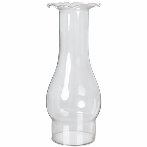 GXFCCYXT 3 Inch by 9 Inch Clear Glass Crimped Top Chimney Oil Lamp Replacement Parts for Vintage and Restoration of Antique Oil and Kerosene Lamps