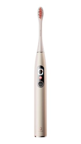 Oclean X Pro Digital Smart Sonic Electric Toothbrush, 84,000 Movements/Min Maglev Motor, Smart Screen with 6-Axis Gyroscope, App Control, 30-Day Battery, Fast Charge, Gold