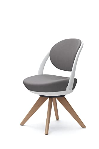 オカムラ パラベル パーソナルチェア 在宅ワーク対応 木4本脚 ホワイト グレー 8CBAYW-FXW1