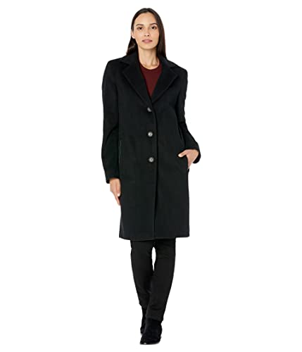 Amazon.com: DKNY Faux-Leather Trim Walker Coat Black MD (8-10