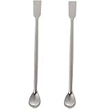 Fuzdaycu 2 Pcs Gold Silver Melting Long Handle Stainless Steel Spoon Stirring Rod Spoon Melting Casting Refining Gold Silver Tool Multifunctional Coffee Beverage Stir Sticks Coffee Stirrers, Silver