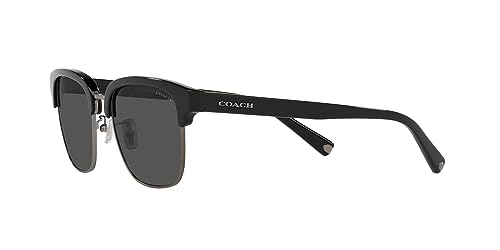 Coach HC8326 Sunglasses, Black/Gunmetal/Dark Grey Solid, 52 mm3