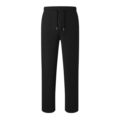 Mens Baggy Sweatpants Fleece Straight Leg Casual Pants Elastic Waist Joggers with Pockets Open Bottom Sweatpants4