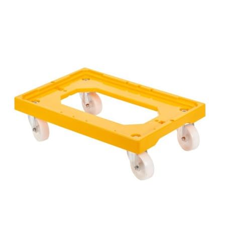 GILAC - Socle rouleur Acier 4 Roues pivotantes - Jaune