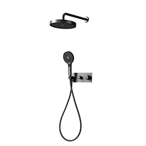 Système de Douche avec Robinet Mural et Pomme de Douche Pluie de 25,4 cm