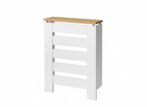 D&J Muebles Kit Cubre radiador, Cubierta para radiador, Moderno, Color Blanco/Roble, Listones, Parrilla, Diseño, ingeniería, Cubreradiador Hércules Blanco/Roble, Cubre radiador de 60x84x20 (60x84x20)